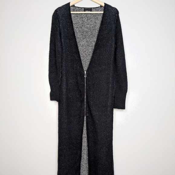 Zara Knit Wool Blend Long Maxi Cardigan Twisted Visible Seam with Zipper Size S - Picture 13 of 16